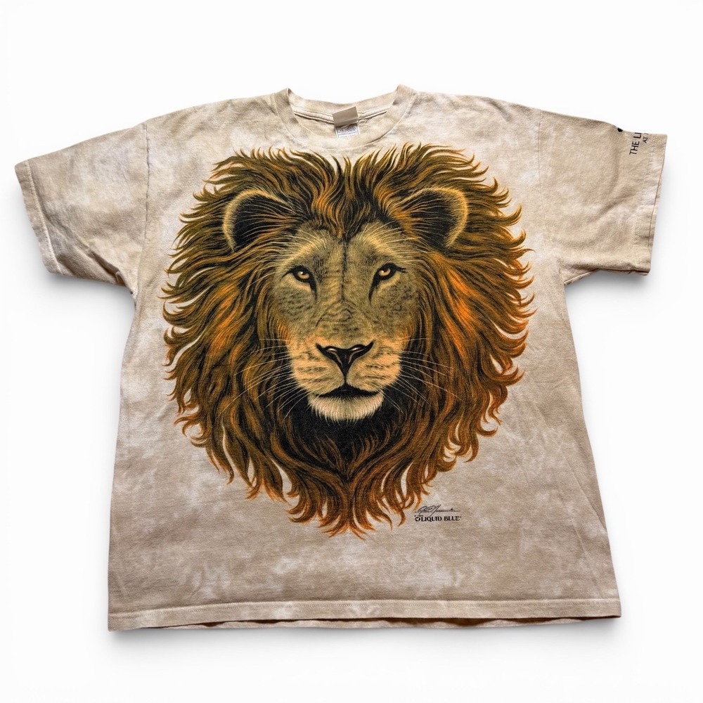 Vintage 1994 Liquid Blue Lion Habitat MGM Grand Las Vegas T-Shirt XL Tie Dye 90s